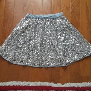 Le fromage et l'orange silver sequin skirt sz 10